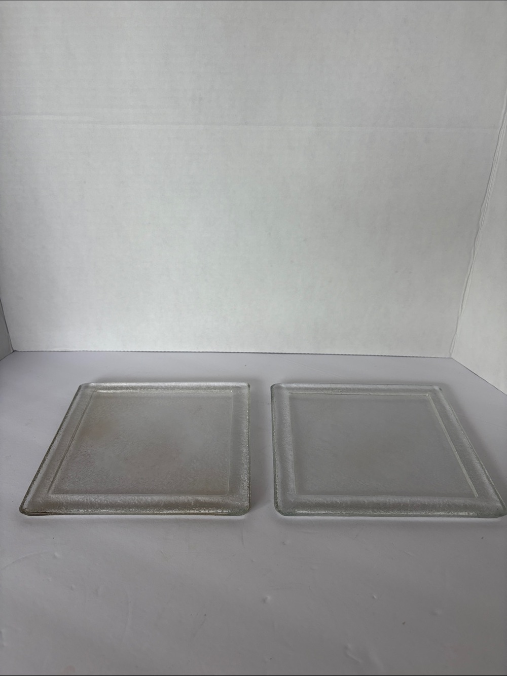 Vintage Clear Fused Glass Rectangular Trays (Set of 2)